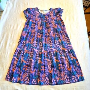Garnet Hill girls size XL green cotton knee length dress, NWOT